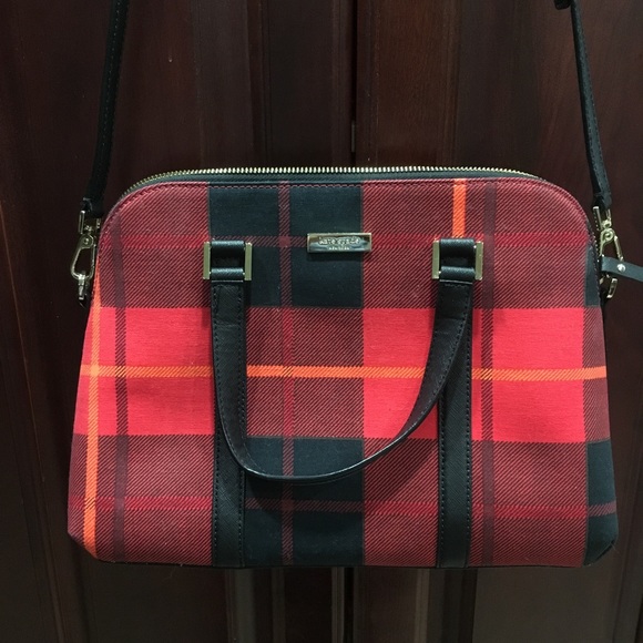 kate spade Handbags - NWOT Kate Spade Red Plaid Satchel Crossbody Purse